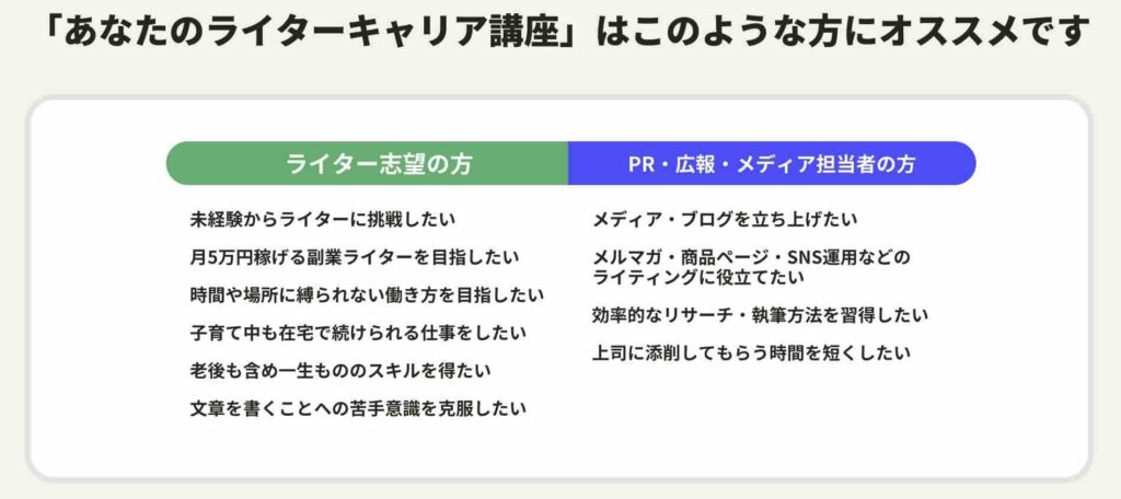 あなたのライターキャリア講座　評判　口コミ